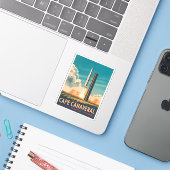 ヴィンテージトラベルケープカナベラルフロリダレトロ風光明媚 シール (ノートパソコンとiPhone)