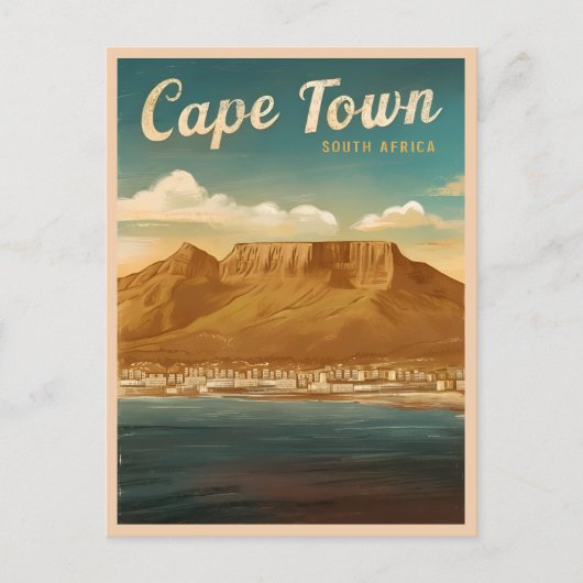 ヴィンテージトラベルケープタウン南アフリカレトロ風光明媚 ポストカード (正面)