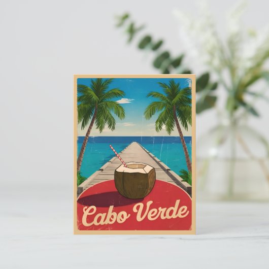 ヴィンテージトラベルケープヴェルデレトログラフィック ポストカード (スタンド正面)