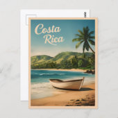 ヴィンテージトラベルコスタリカシーサイドレトロ風光明媚 ポストカード (正面/裏面)
