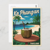 ヴィンテージトラベルコパンガンタイレトログラフィック ポストカード (正面/裏面)