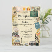 ヴィンテージトラベルコラージボンヴォージュパーティの招待状 サンキューカード (スタンド正面)