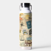 ヴィンテージトラベルコラージュ水ボトル ウォーターボトル (正面)
