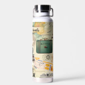 ヴィンテージトラベルコラージュ水ボトル ウォーターボトル (背面)