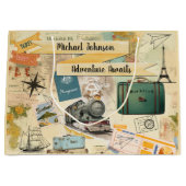 ヴィンテージトラベルコラージュ2大抱き枕 ラージペーパーバッグ (正面)