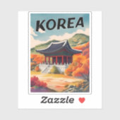 ヴィンテージトラベルコリアオータムランドスケープレトロ風光明媚 シール (シート)