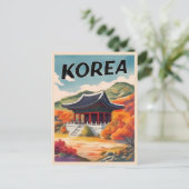 ヴィンテージトラベルコリアオータムランドスケープレトロ風光明媚 ポストカード (スタンド正面)