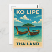 ヴィンテージトラベルコリペアイランドタイランドシーサイド ポストカード (正面/裏面)