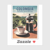 ヴィンテージトラベルコロンビアのコーヒーファームレトログラフィック シール (シート)