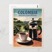 ヴィンテージトラベルコロンビアのコーヒーファームレトログラフィック ポストカード (正面/裏面)