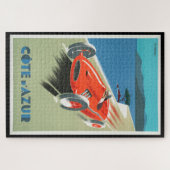 ヴィンテージトラベルコートダズールフランスレッドレースカー ジグソーパズル (横)