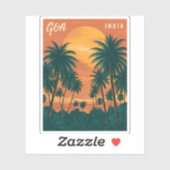 ヴィンテージトラベルゴアインディアシーサイドレトロ風光明媚 シール (シート)