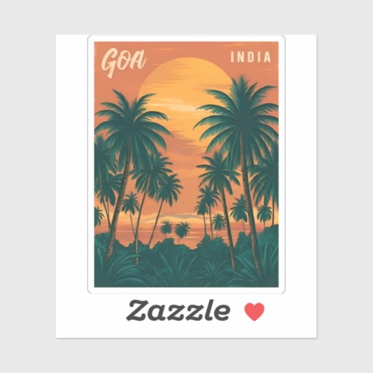 ヴィンテージトラベルゴアインディアシーサイドレトロ風光明媚 シール (シート)