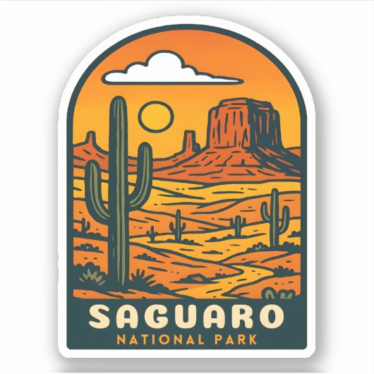 ヴィンテージトラベルサグアーロナショナルパークアリゾナレトロ シール (正面)