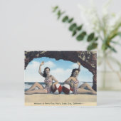 ヴィンテージトラベルサンタクルスカリフォルニアビーチ  ポストカード (スタンド正面)