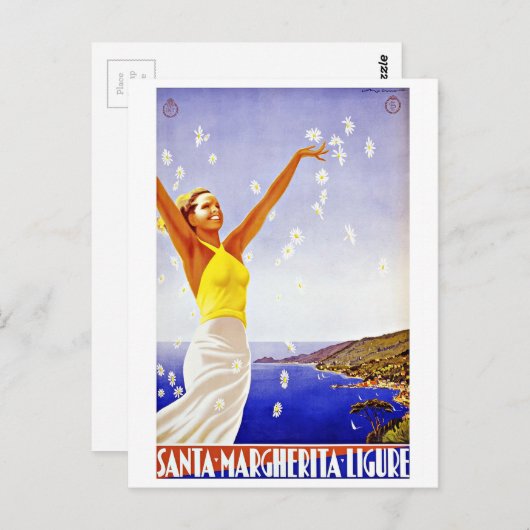 ヴィンテージトラベルサンタマルゲリタリグーレイタリア ポストカード (正面/裏面)