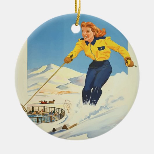 ヴィンテージトラベルサンバレーアイダホ セラミックオーナメント (正面)