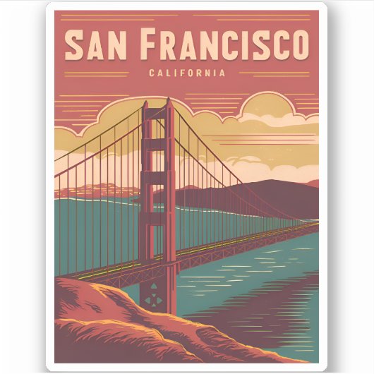 ヴィンテージトラベルサンフランシスコゴールデンゲートブリッジ シール (正面)