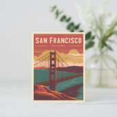 ヴィンテージトラベルサンフランシスコゴールデンゲートブリッジ ポストカード (スタンド正面)