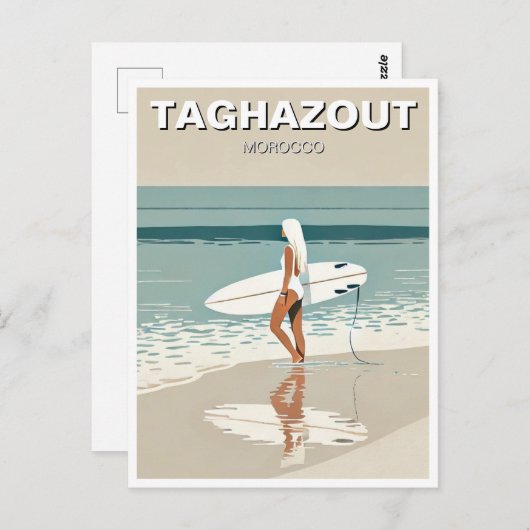 ヴィンテージトラベルサーフィンインタガズアウトサーファーガール ポストカード (正面/裏面)