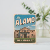 ヴィンテージトラベルザアラモテキサス州レトログラフィック ポストカード (スタンド正面)