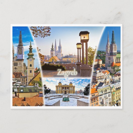 ヴィンテージトラベルザグレブクロアチティスケープ ポストカード (正面)