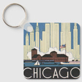 ヴィンテージトラベルシカゴイリノイ超高層ビルスカイライン キーホルダー (正面)