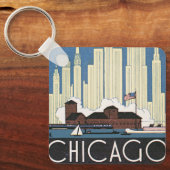 ヴィンテージトラベルシカゴイリノイ超高層ビルスカイライン キーホルダー (正面)