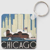 ヴィンテージトラベルシカゴイリノイ超高層ビルスカイライン キーホルダー (裏面)