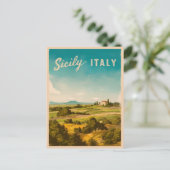 ヴィンテージトラベルシチリーイタリアレトロ風光明媚 ポストカード (スタンド正面)