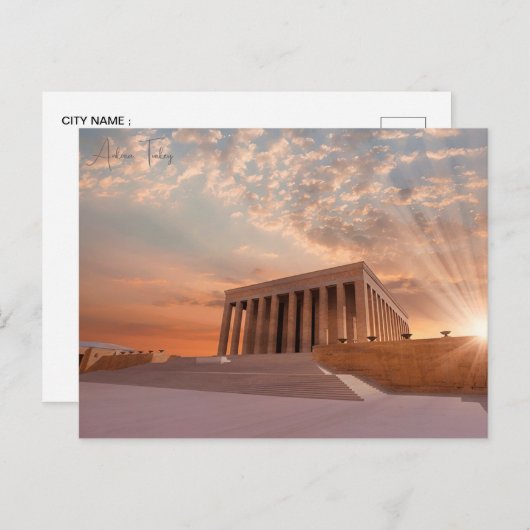 ヴィンテージトラベルシティアンカラターキーバケーションレトロ ポストカード (正面/裏面)