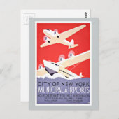 ヴィンテージトラベルシティオブニューヨーク空港 ポストカード (正面/裏面)