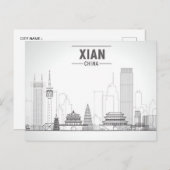 ヴィンテージトラベルシティシーアン中国中国のレトロ ポストカード (正面/裏面)