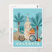 ヴィンテージトラベルシティバレンシアスペインレトロアート ポストカード (正面/裏面)
