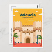 ヴィンテージトラベルシティバレンシアスペインレトロアート ポストカード (正面/裏面)