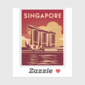 ヴィンテージトラベルシンガポールシティレトロ風光明媚 シール (シート)