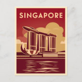 ヴィンテージトラベルシンガポールシティレトロ風光明媚 ポストカード (正面)