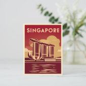 ヴィンテージトラベルシンガポールシティレトロ風光明媚 ポストカード (スタンド正面)