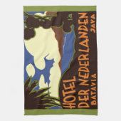 ヴィンテージトラベルジャカルタインドネシアホテルネダーランデン キッチンタオル (縦)