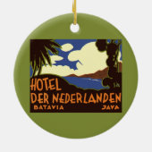 ヴィンテージトラベルジャカルタインドネシアホテルネダーランデン セラミックオーナメント (裏面)