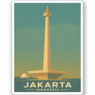 ヴィンテージトラベルジャカルタインドネシアレトログラフィック シール