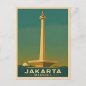 ヴィンテージトラベルジャカルタインドネシアレトログラフィック ポストカード (正面)