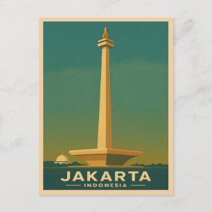 ヴィンテージトラベルジャカルタインドネシアレトログラフィック ポストカード