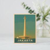 ヴィンテージトラベルジャカルタインドネシアレトログラフィック ポストカード (スタンド正面)