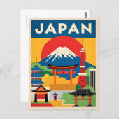 ヴィンテージトラベルジャパン山富士サンセットレトロ ポストカード (正面/裏面)