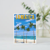 ヴィンテージトラベルジャマイカトロピカルビーチレトロ風光明媚 ポストカード (スタンド正面)