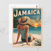ヴィンテージトラベルジャマイカトロピカルビーチレトロ風光明媚 ポストカード (正面/裏面)