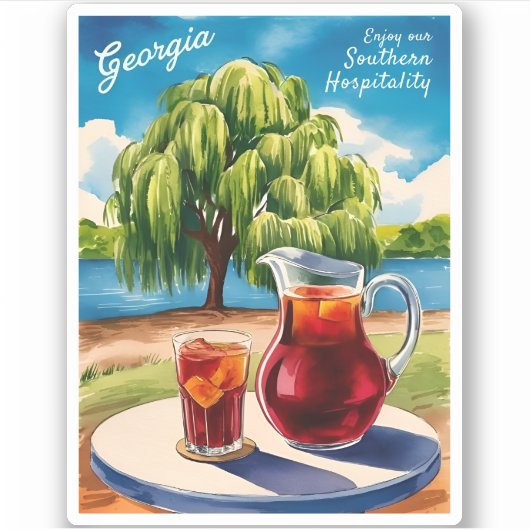 ヴィンテージトラベルジョージア南部レトロ風光明媚 シール (正面)