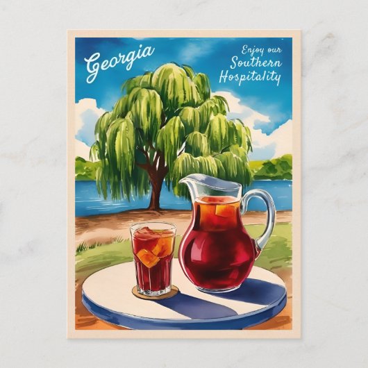 ヴィンテージトラベルジョージア南部レトロ風光明媚 ポストカード (正面)