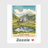 ヴィンテージトラベルスコットランドハイランズレトロ風景 シール (シート)